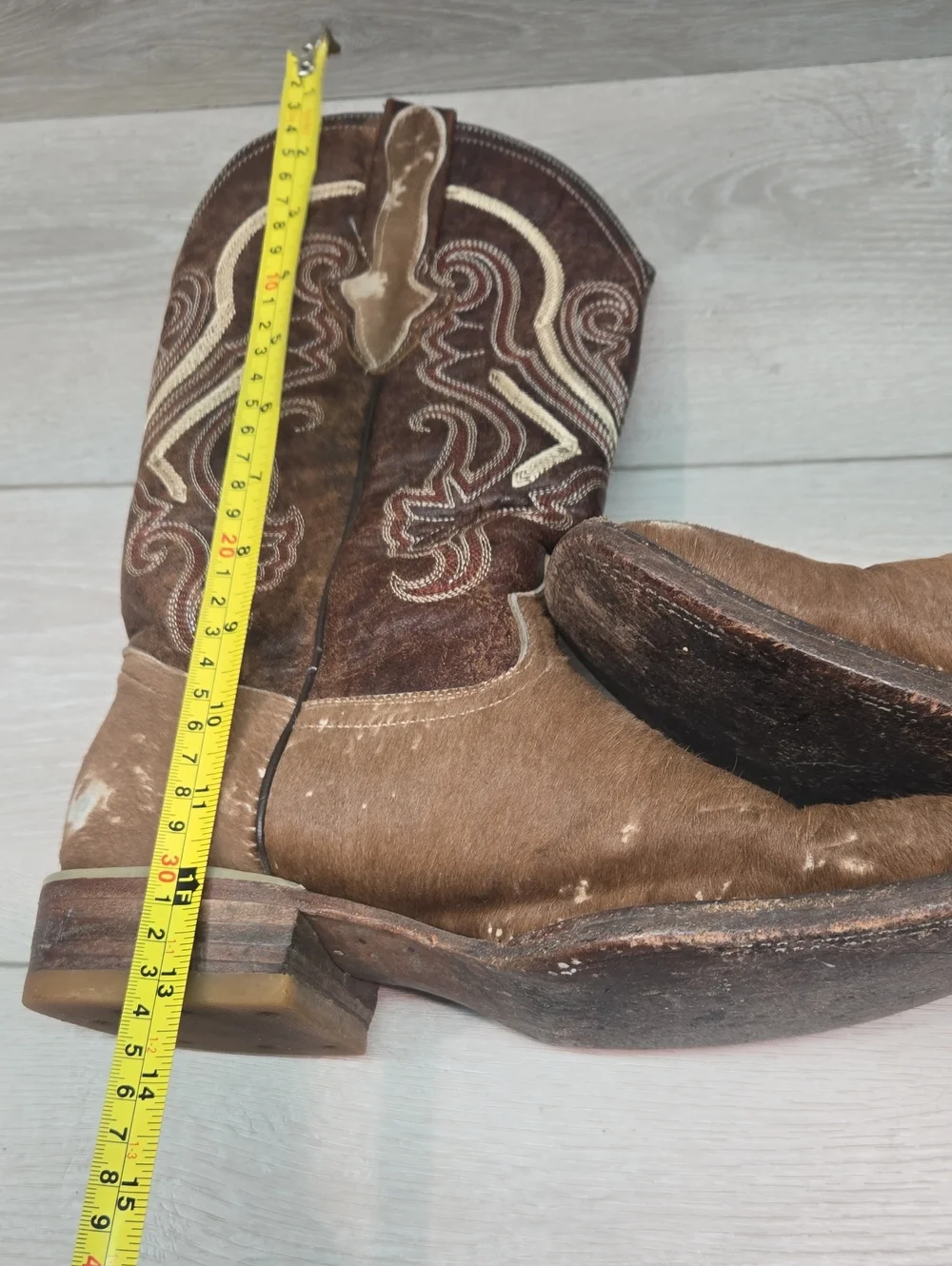 Vintage Boots El Cadaffy Mens Westert Square Fur Lesther Cowboy Shoes Boots 8.5